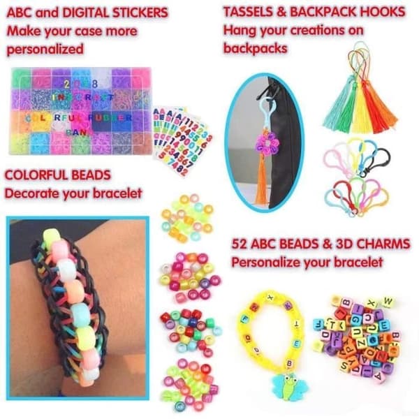 Loom Bands Håndværkssæt - 100% sikkert - 10.000 elastikker - Til børn fra 3 år