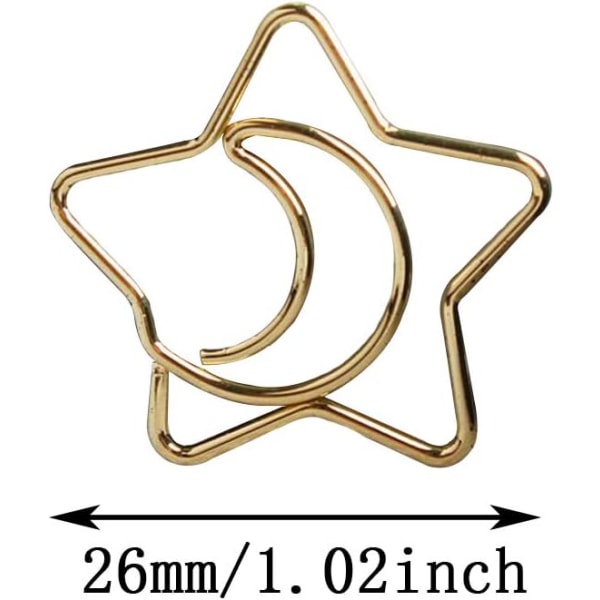 100 pakker med enkle søte stjerneformede binders metall gull bokmerke farge binders
