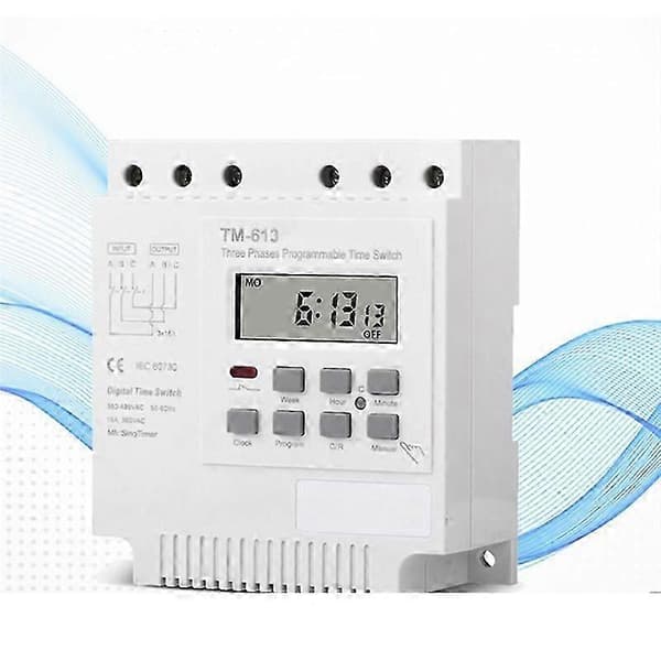 3-faset 380V 415V Programmerbar Timer Switch med Baggrundsbelysning - Digital Display
