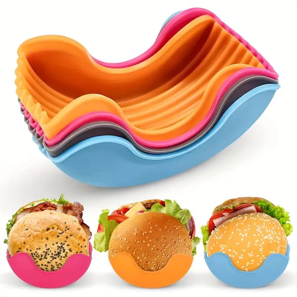 4-pack matklämmor Matbricka Silikon Burgerklämmor Bärbar