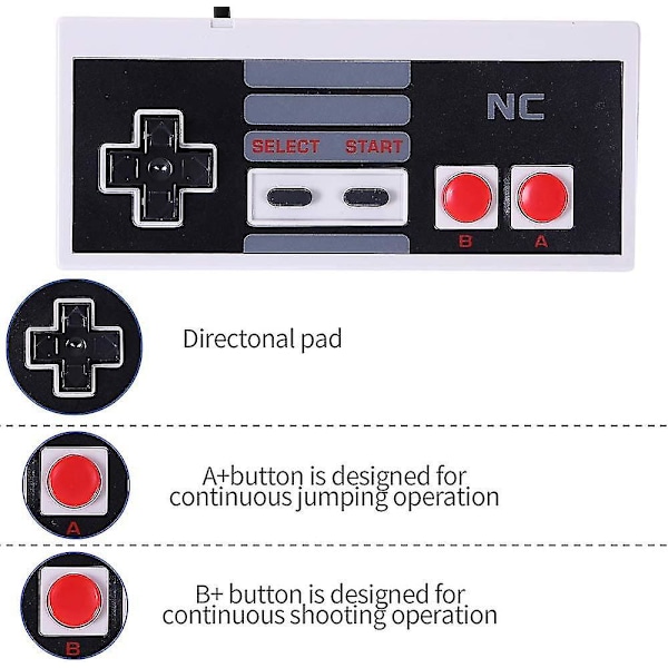 Klassiske NES-controllere til NES 8-bit underholdningssystem konsol kontrolpanel (2 stk) snngv