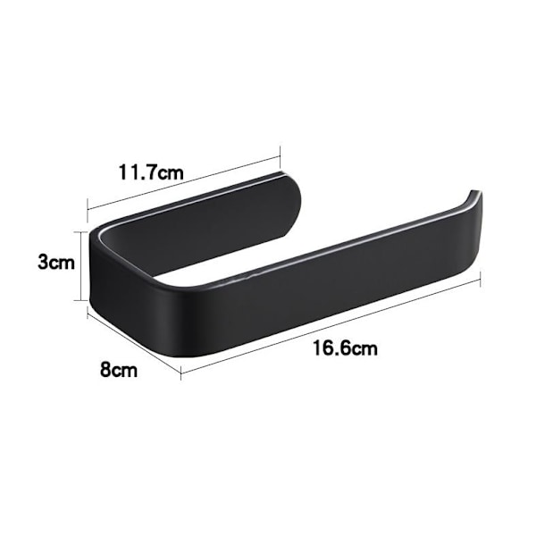 Badeværelse Aluminium Håndklædeholder Håndklæderulleholder Punch-fri Håndklædeholder Washlet Papir Håndklædeholder Opbevaringshylde-16.6*3*8cm,Sort,1stk