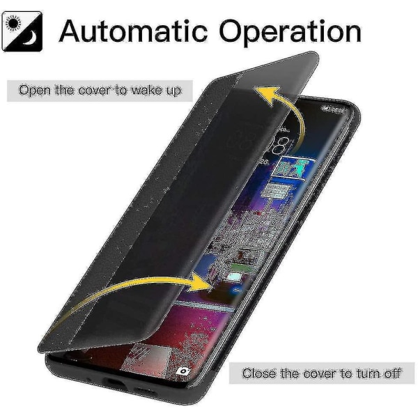 Aito nahkainen Smart Flip Case -yhteensopiva Huawei P30 Pro - Täysi suojaus, automaattinen lepotila/herätys, iskunkestävä (musta)