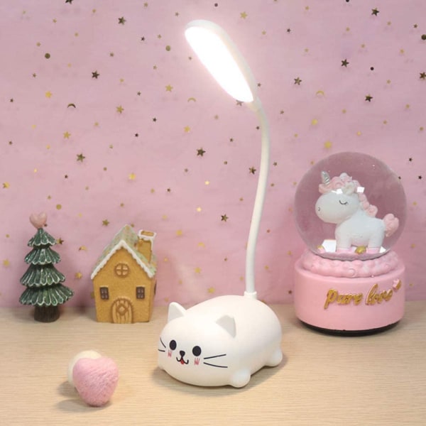 LED bordlampe til børn Trådløs opladning Øjenbeskyttelseslampe USB genopladelig bordlampe (hvid)