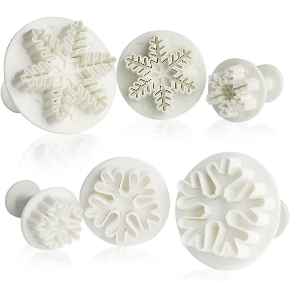 6 Pcs Fondant Cookie Cutter Snowflakes Cookie Cutter Ejector YIY9.27  SMCS.9.27