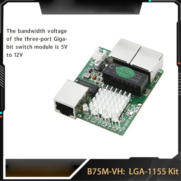 Teollisuusluokan Min Kolmiporttinen 1000m Gigabit Rj45 Standard Port Network Switch Module 5V-12V Power