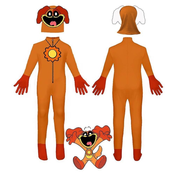 3-13 år Børn Teenagere Drenge Piger Hvalpe Legetid Cosplay kostume Halloween Playsuit Jumpsuit med maskegaver Orange 10-11Years