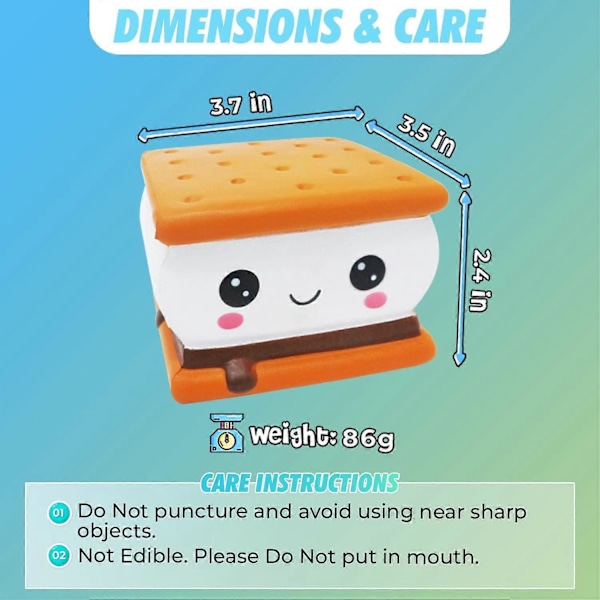 Serenilite Langsomt Stigende Duftende Squishy Legetøj - Sød og Knusbar Legetøj til at Klemme & Stressaflastning - 1 Styk (Smore)