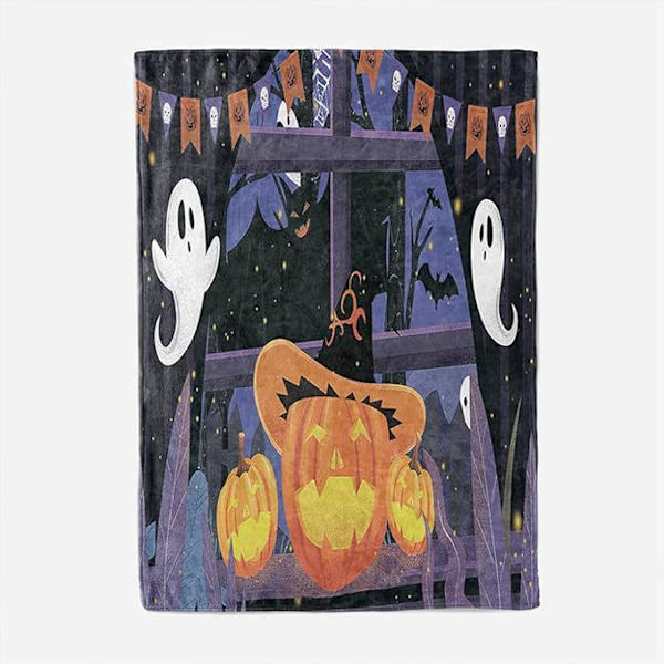 Halloween-peitto - Pehmeä Halloween-peitto - Mukava flanellipunainen Halloween-koriste juhliin, sohvaan, sänkyyn, olohuoneeseen 50\"x60\" Tyyli 3