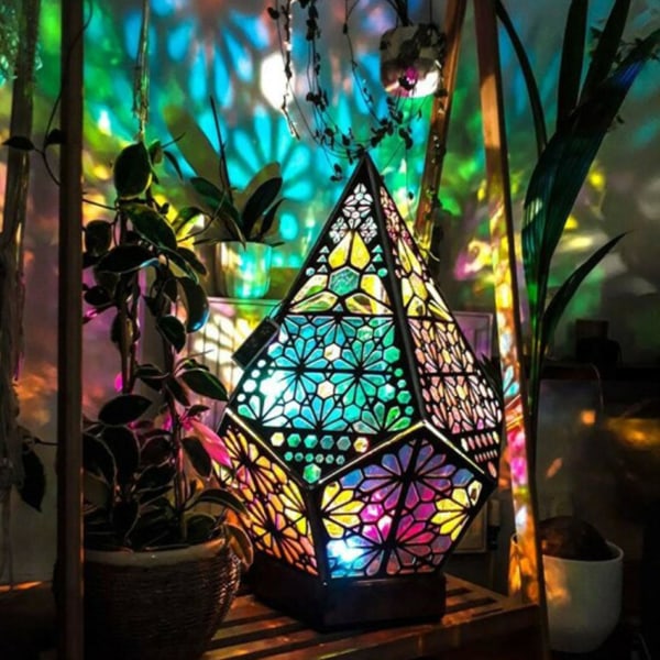 Bohemian Light Star stor led golvlampa, geometrisk retro diamant golv dekorativ lampa inomhus heminredning