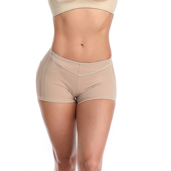 Kvinnor Höftförstärkare Seamless Butt Lifter Body Shaper Mage Kontrollbyxor Pojkshorts Shapewear Underkläder Butt Booster Plus Size Khaki L