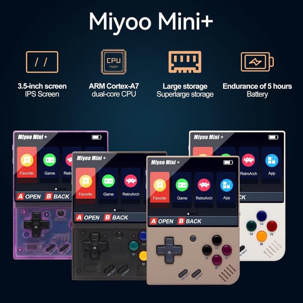 2025 Latest Model Miyoo Mini Plus Handheld Game Console with Hard Case, 3.5 Inch IPS Screen Retro Video Game Console, Built-in 12