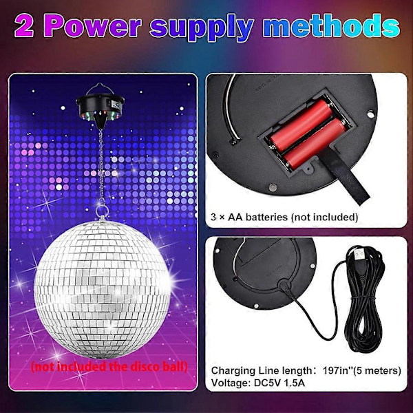 Roterande Discokula Motorljus med Fjärrkontroll, 18 LED för 12 16 20 24 tum Spegelkula Rotator (Kula Ingår Inte)