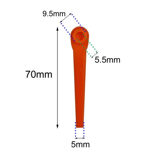 L70 sekskantede plastblader for blomsterplenklipper Trimmer plastblader - Rød, 100 stk