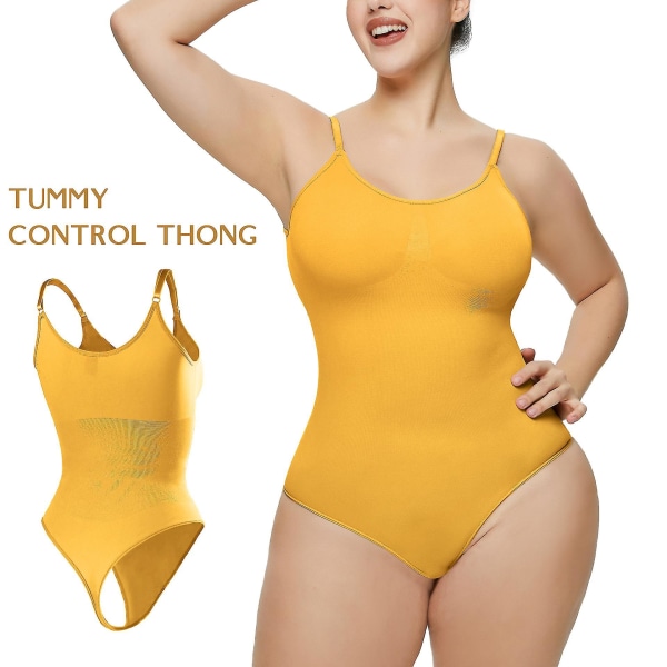 Naisten bodi Tummy Control Shapewear Saumaton muotoileva stringi Body Shaper Tank Top Beige Yellow S