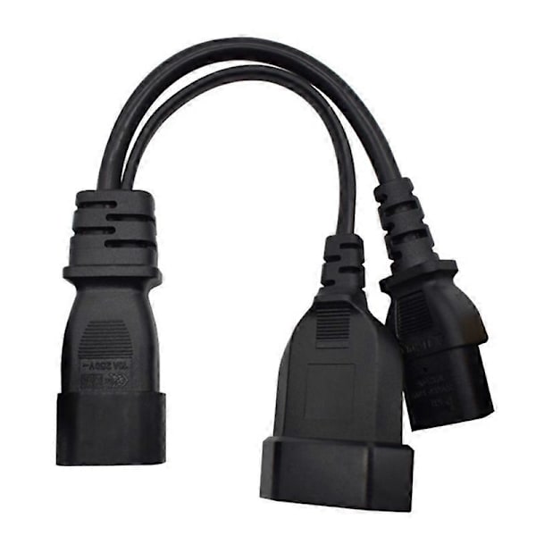 Y-haarautujohto, IEC320 3-napainen C14 urosliittimellä C13+2-reikäinen EU 4,0 mm naarasliitin AC-virtajohto