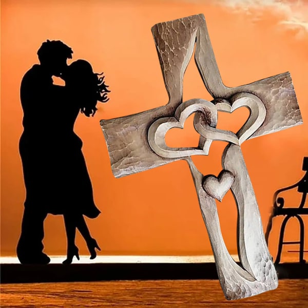 Christian Love Cross -puuveistos Rakkauden symboli Puunveistoristi 1kpl