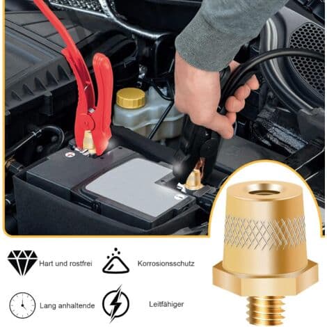 Par med M8 messing batteripolaritetsadaptere for litiumbilbatterier (M8)