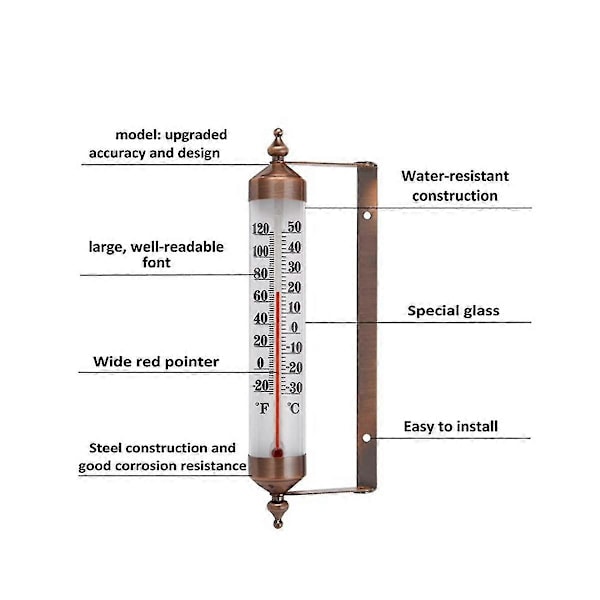 2 st 10 tum Termometer Utomhus Termometer Dekorativ Termometer Inomhus Termometer Väggmonterad