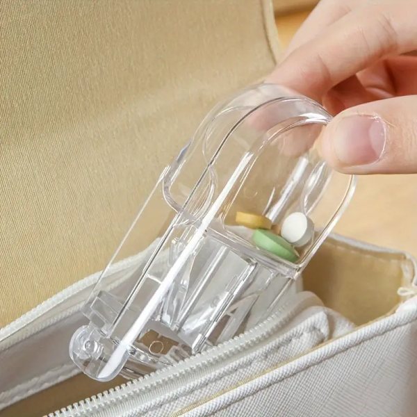 1 st pillerdelare tablettdelare splitter med hållare, transparent och 7 dagars pillerbox väsentlig organisatör för resa utomhus tillbehör