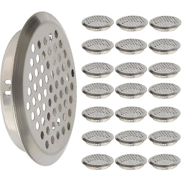 50 stk. luftventilgitter i rustfritt stål, ventilasjonshull, ventilasjonsgitter, rundt luftventilgitter, ventilasjonsventil, insektsnett, ventilasjonsspor for bobil, bad, kjøkken