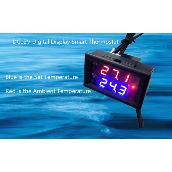 DC 12V digital termostat digital temperaturregulator för alla ändamål med sensor, temperaturmätområde: -50℃~110℃