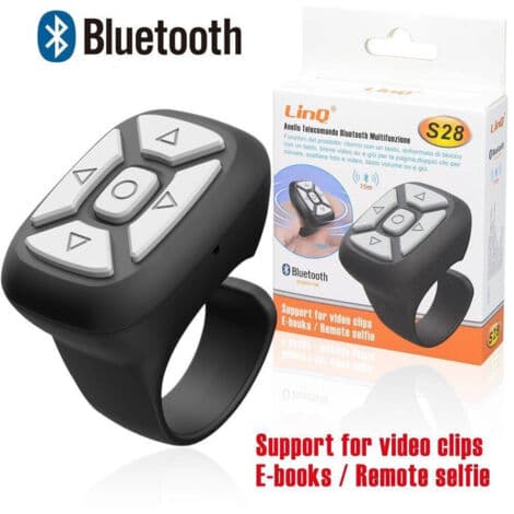 Bluetooth-fjernkontrollring 15m multifunksjonell støtte for video, bilder, e-bok S28