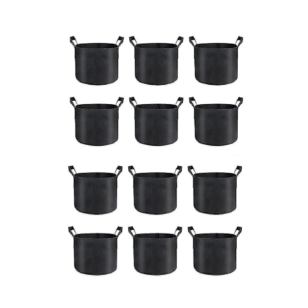 12-pack odlingsväskor 5 gallon, tjocka tygplanteringsväskor för grönsaker, robusta handtag och förstärkta s