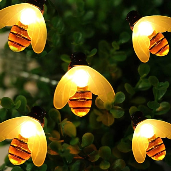 30 LED 19,7 fod 8 tilstands solcellehavebelysning (varm hvid)