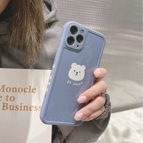 Yhteensopiva Iphone 11 Pro case kanssa Söpö Maalattu Design Valkoinen Luck Bear Naisten Tytöille Muoti Ohut Pehmeä Joustava Tpu-kumi Iphone 11 Pro