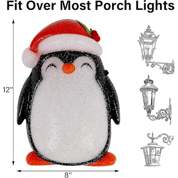 Happy Trees Juleporchlys Dæksel, Pingvin Udendørs Juledekoration Lampe Dæksel, Perfekt Til Ferieporchlys Garagelys Udenfor Jul