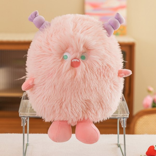Hårete lille monster dukke plysj leketøy gave - enhjørnet rosa monster 40cm