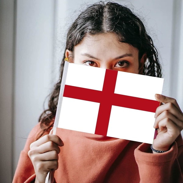 Crday St Georges flag på pinde, 10 stk håndholdt England små flag britiske flag på pinde gave