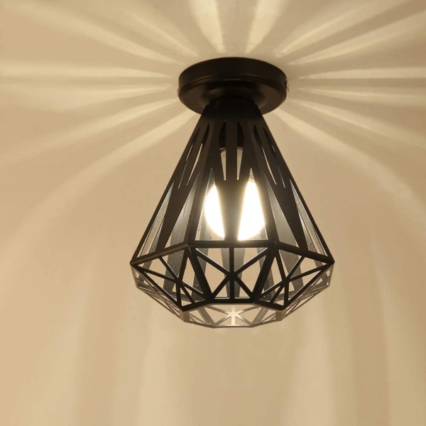 Retro pendellampeskjerm Smijernstaklampe E27 Dekorativ belysning 20CM (svart)