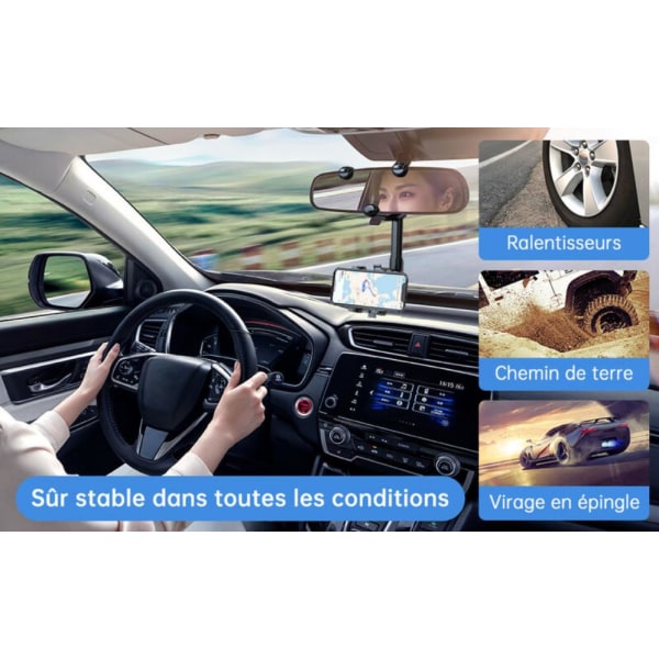 Biloptrækkelig telefonholder Spejlmontering AR Navigation - 360°, sort, 1 stk.