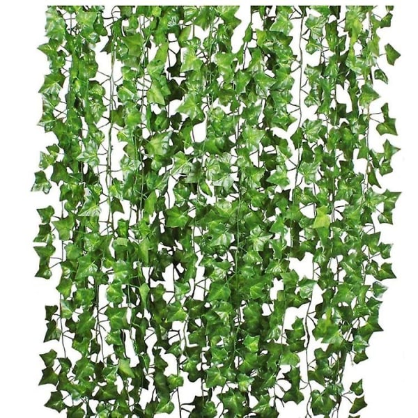 stykke 12 strimler 81 blader Ivy Garland kunstige planter, kunstig eføy plante, utendørs falsk eføy, kunst