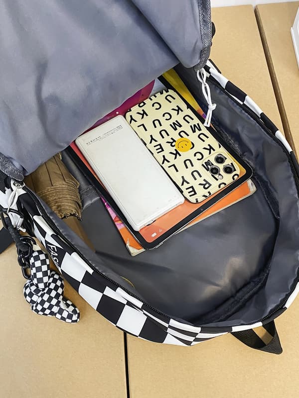 Ternet Rygsæk Gingham Skole Tasker Tilbage Til Skolen Tilbehør Til Studerende (Multifarvet)