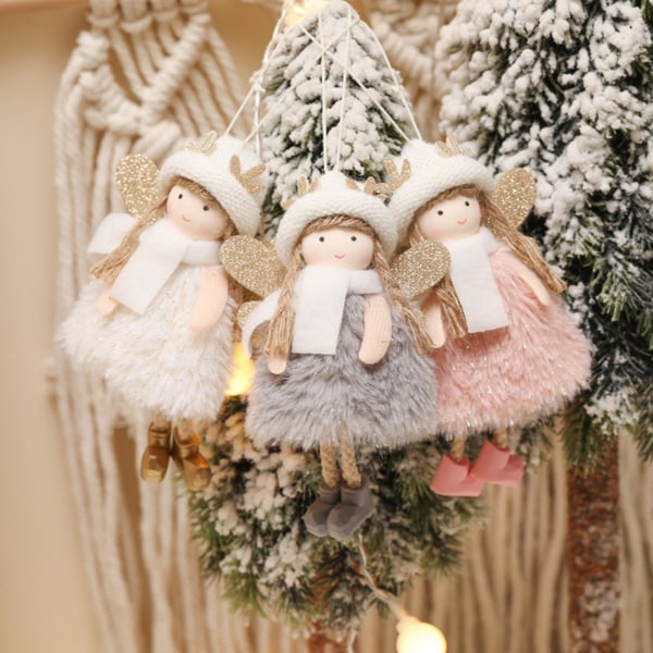 Antler Angel Doll Söt hängande tyg plysch flicka hänge Holiday Present dekoration Vit White