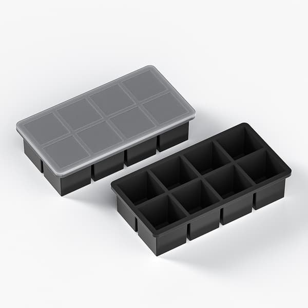 Square Silicone Ice Cube Tray with Lid - Easy Ice Cube Release for Whiskey 8-grid