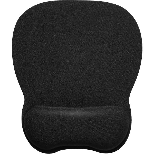 Musmatta med ergonomiskt handledsstöd, 4 mm musmatta med fyllning av memory foam , strukturerad slitstark tvättbar, svart