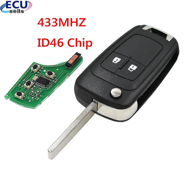 2 Knapper 433mhz Med Id46 Chip Fjernkontroll Nøkkelbrikke For Chevrolet Aveo Cruze Orlando Hu100 Blad