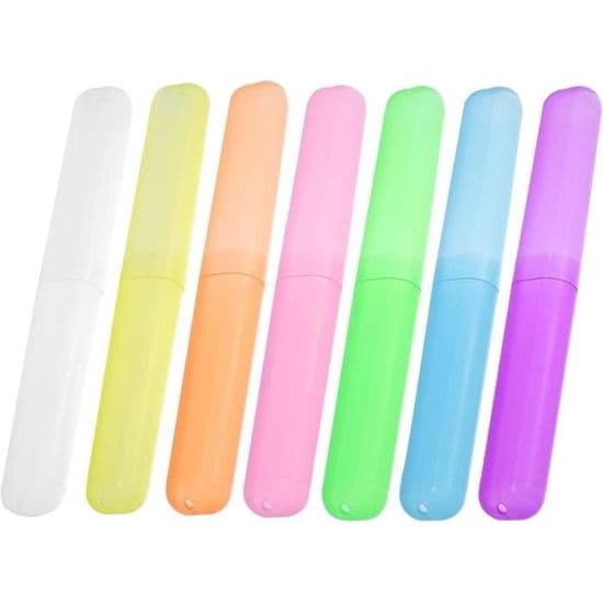 Tandbørsteetui - Ikke specificeret - 7 Stykker - Plastik - Tilfældig farve - 20 x 3 x 2 cm
