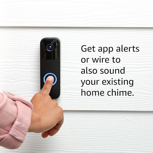 Blink Videodørklokke | To-vejs lyd, HD-video, bevægelses- og ringeapp-alarmer og Alexa-aktiveret - kablet eller trådløs