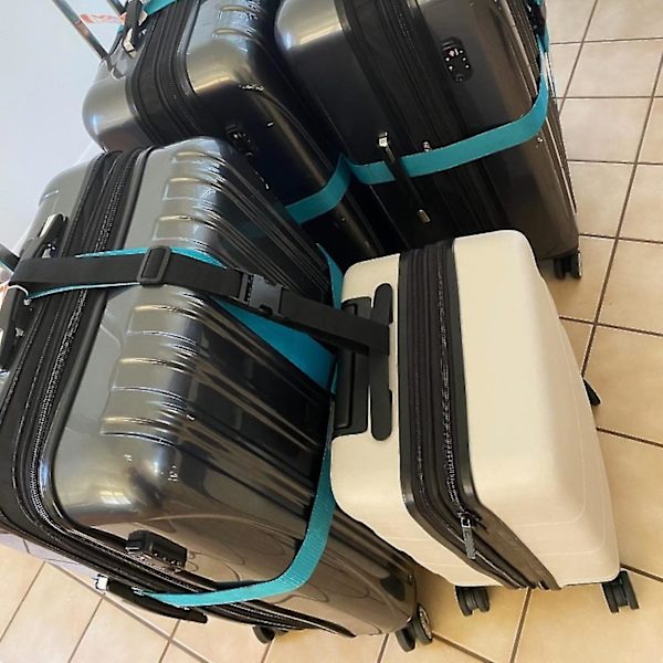 2-pack Bagageband, Justerbar Resväska Bälte, Reseförvaring, Anslut 3 Väskor, Svart