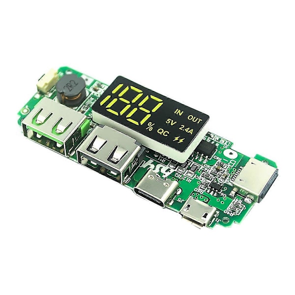 18650 Litiumbatteri Digital Display Laddningsmodul med Display Boost Modul