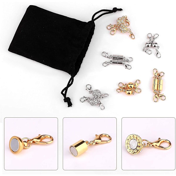 12 Stycken Magnetiska Hummerlås Halsband Lås Och Förslutningar Armbandsförlängning (guld Och Silver)