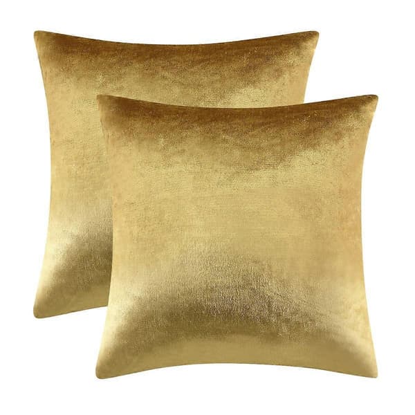2-pack guld sammet prydnadskuddfodral, 18x18 kuddar