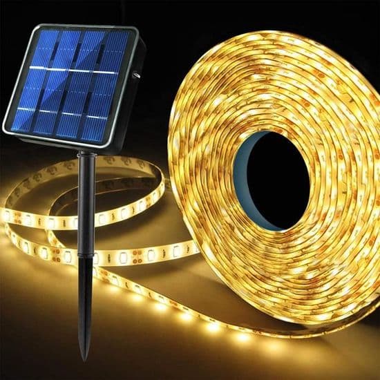 6M Solar LED-stripe - 180 LED - Vanntett IP65 - 8 Automatiske Lysmoduser