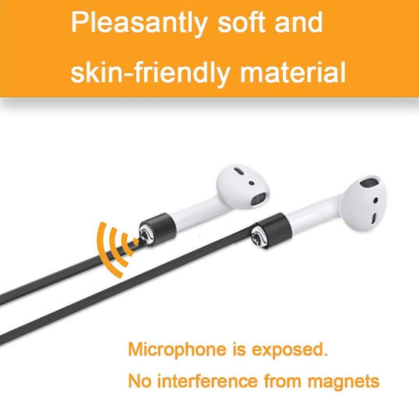 2 par magnetiske anti-tabte stropper til Airpods, blød silikone sportsnøgle med nakkesnor, sikre dine Airpods