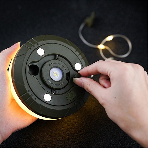Camping String Lights, LED Light String, 2 i 1 Design 2000mAh Oppladbar 10m Utendørs Vanntett Teltlykt